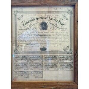 Confederate States of America $500 bond issued under the Act of Congress.
